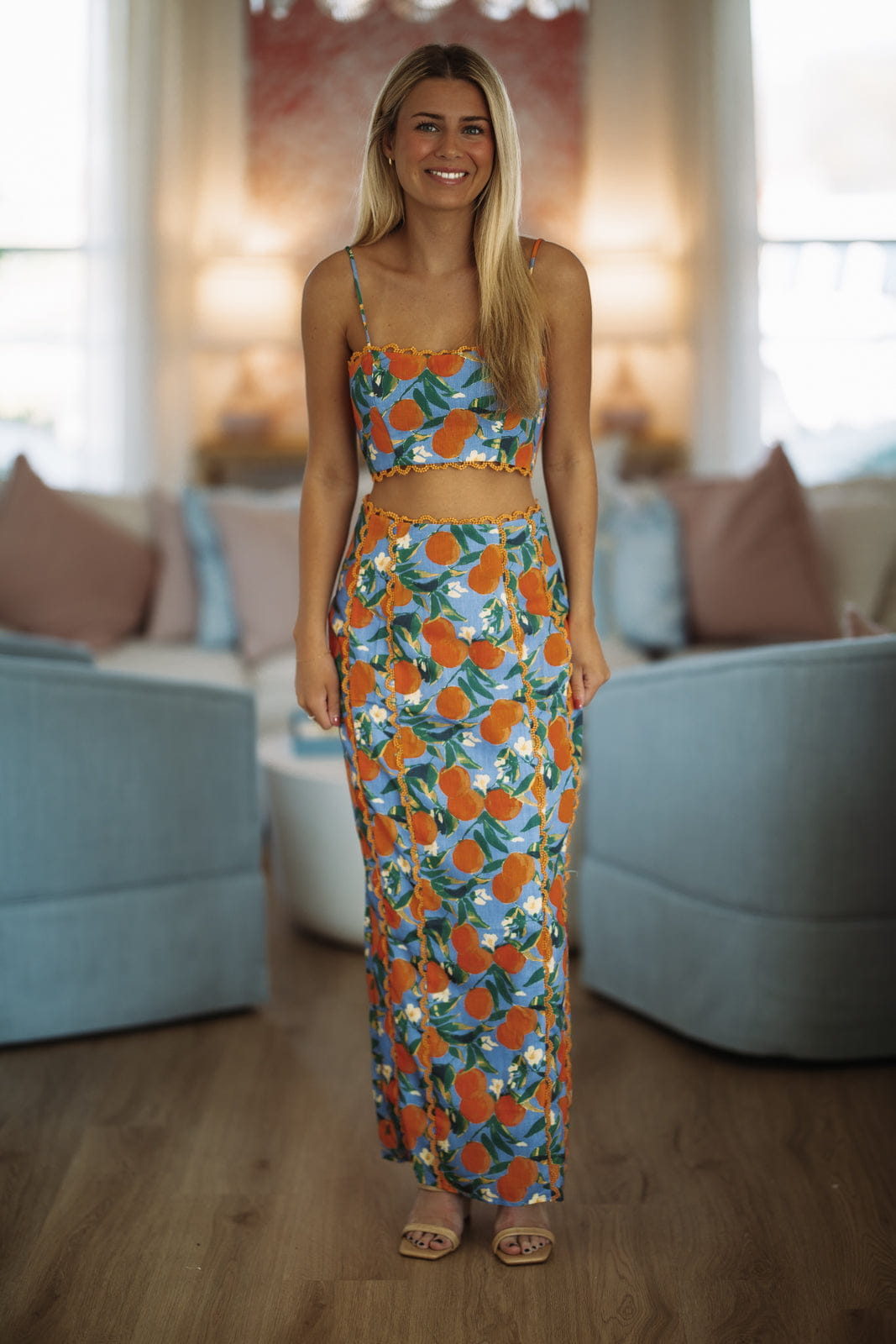 Barefoot Grove Maxi Skirt - Orange and Blue