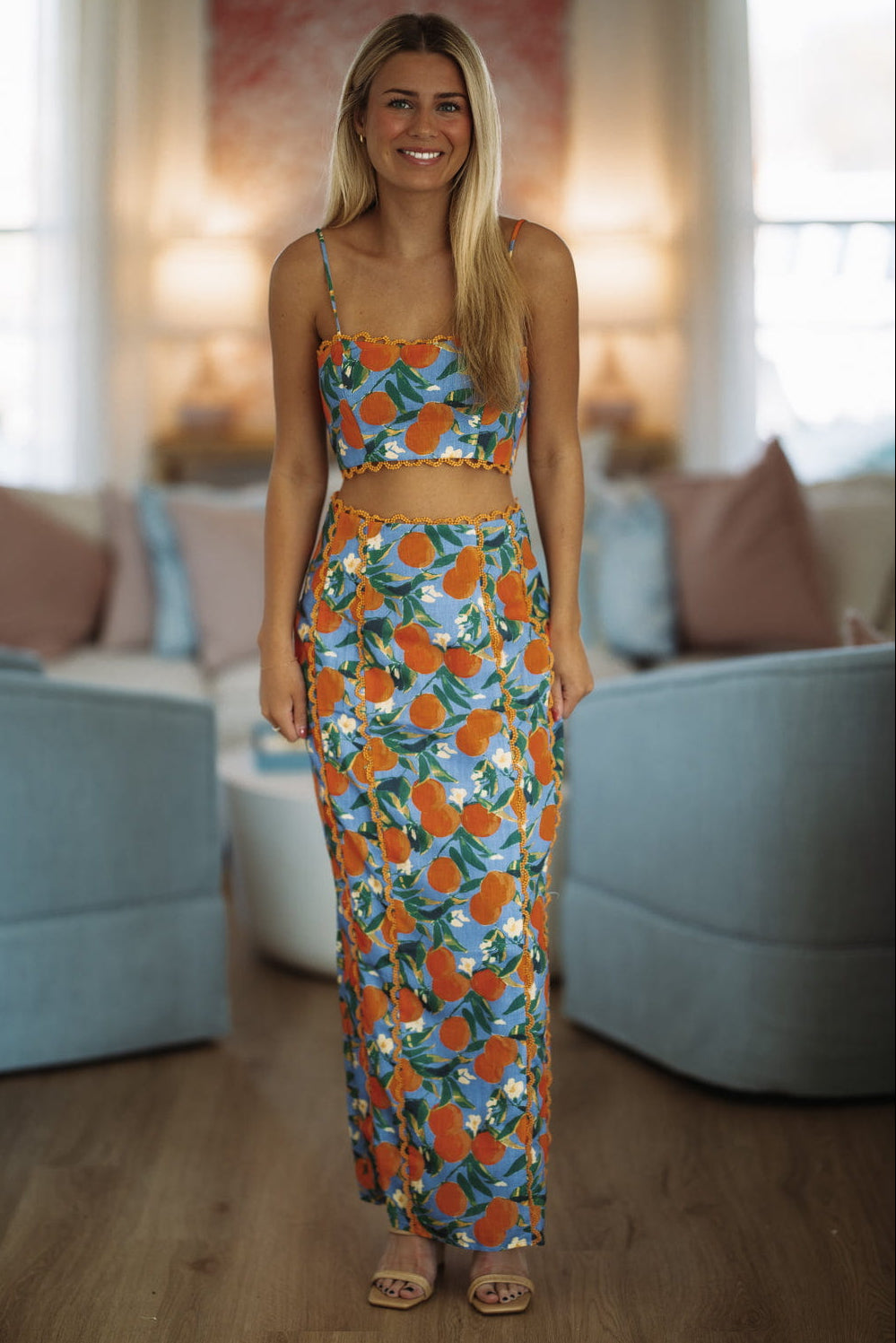Barefoot Grove Maxi Skirt - Orange and Blue